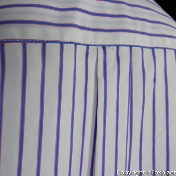 NWOT Petersyn Zadie puff short sleeve button front cotton top, white w/ stripes - Picture 9 of 11